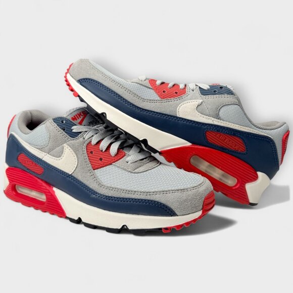 Nike Air Max 90 Men’s Size 8.5 Smoke Grey Navy Red DM0029 005 New w Box - Picture 11 of 13
